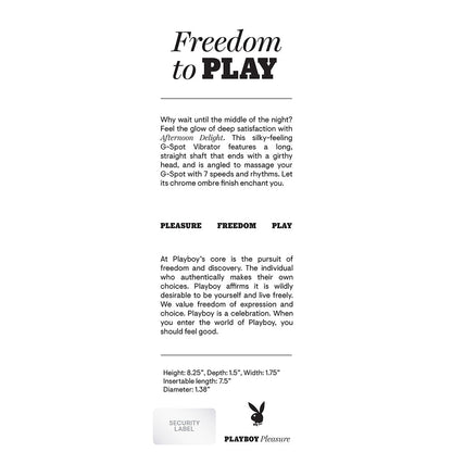 PLAYBOY AFTERNOON DELIGHT RECHARGEABLE G-SPOT VIBRATOR OMBRE