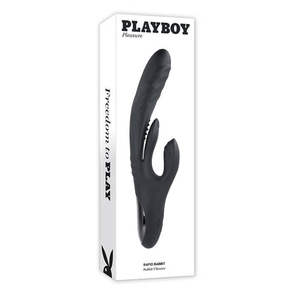 PLAYBOY - RAPID RABBIT RECHARGEABLE SILICONE DUAL STIMULATION VIBRATOR BLACK