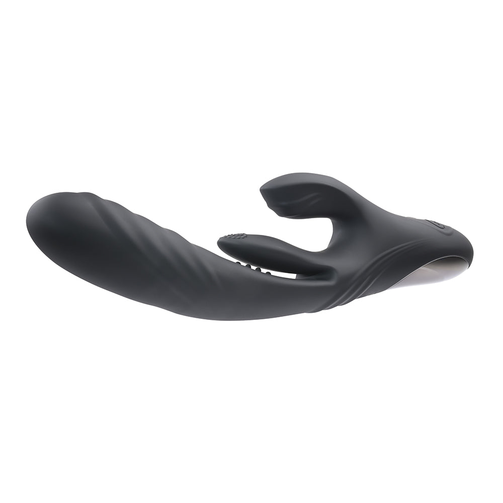 PLAYBOY - RAPID RABBIT RECHARGEABLE SILICONE DUAL STIMULATION VIBRATOR BLACK
