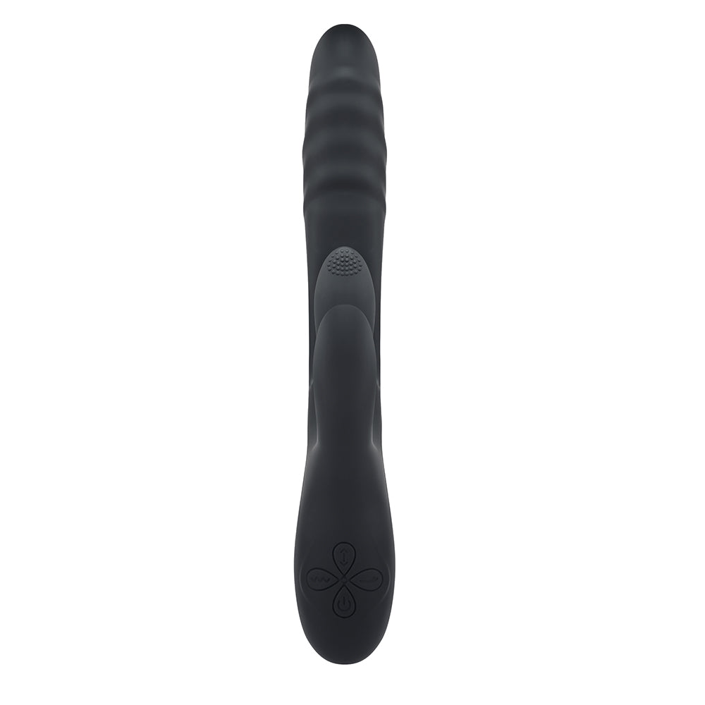 PLAYBOY - RAPID RABBIT RECHARGEABLE SILICONE DUAL STIMULATION VIBRATOR BLACK