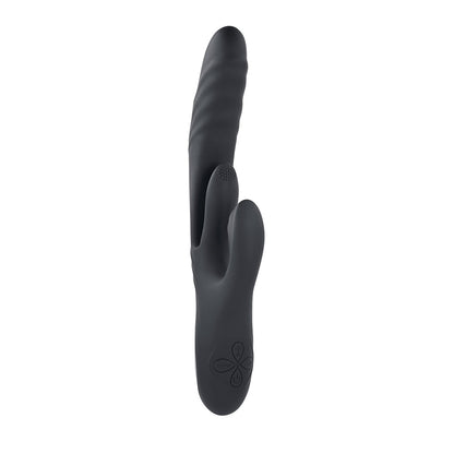 PLAYBOY RAPID RABBIT RECHARGEABLE SILICONE DUAL STIMULATION VIBRATOR BLACK