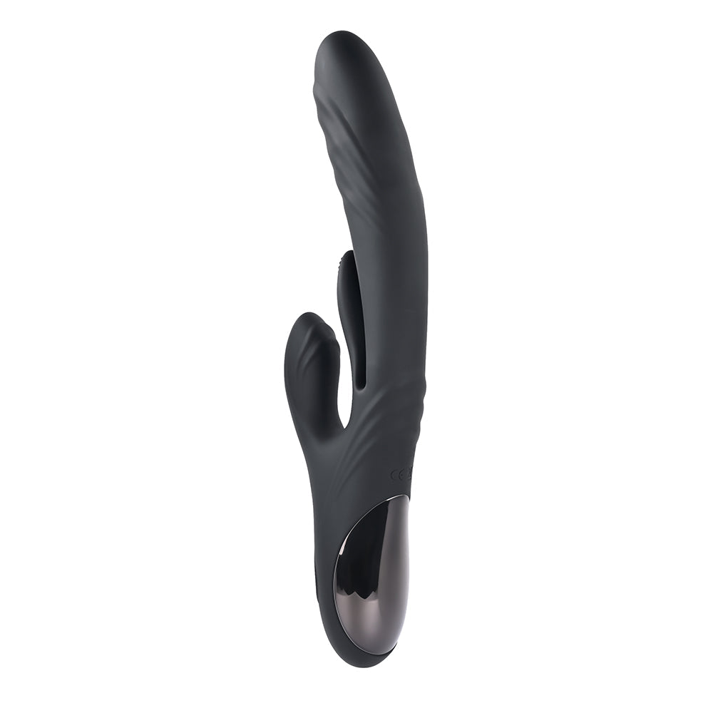 PLAYBOY - RAPID RABBIT RECHARGEABLE SILICONE DUAL STIMULATION VIBRATOR BLACK