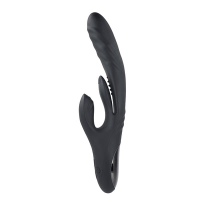 PLAYBOY - RAPID RABBIT RECHARGEABLE SILICONE DUAL STIMULATION VIBRATOR BLACK