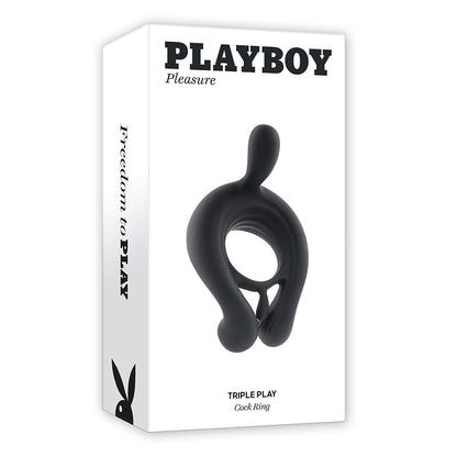PLAYBOY TRIPLE PLAY VIBRATING COCKRING WITH STIMULATOR BLACK