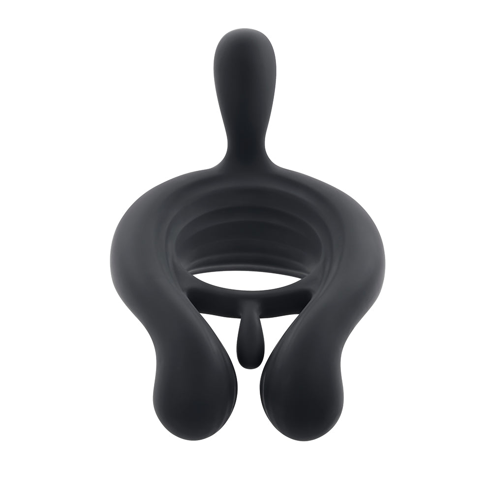 PLAYBOY TRIPLE PLAY VIBRATING COCKRING WITH STIMULATOR BLACK