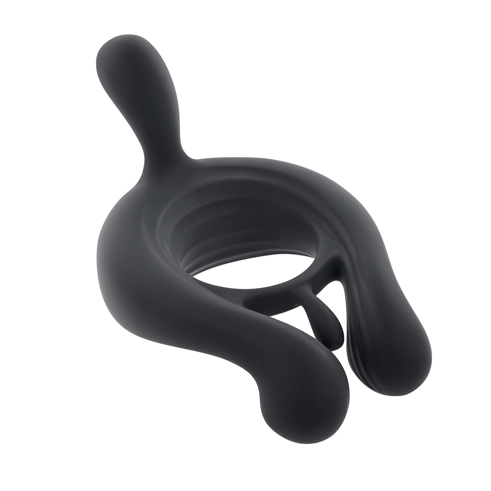 PLAYBOY TRIPLE PLAY VIBRATING COCKRING WITH STIMULATOR BLACK