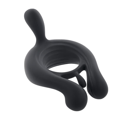 PLAYBOY TRIPLE PLAY VIBRATING COCKRING WITH STIMULATOR BLACK