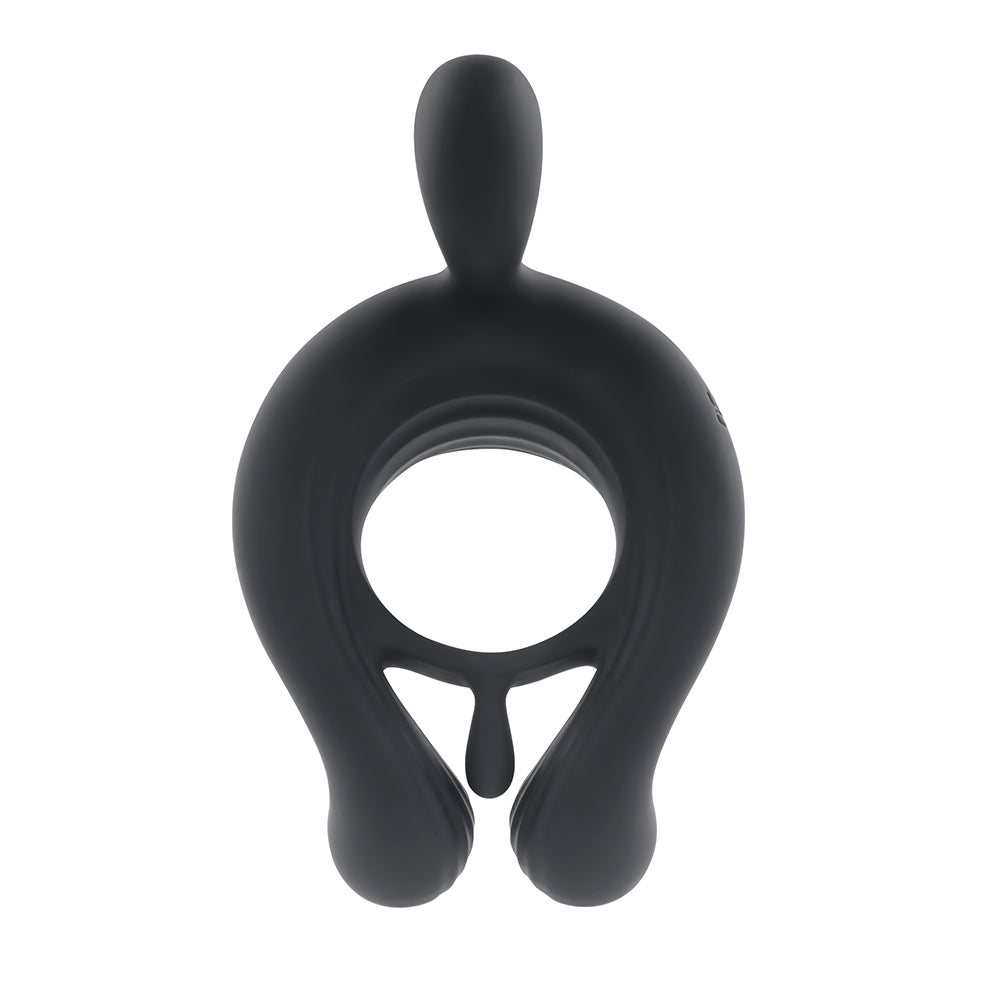 PLAYBOY - TRIPLE PLAY VIBRATING COCKRING WITH STIMULATOR BLACK