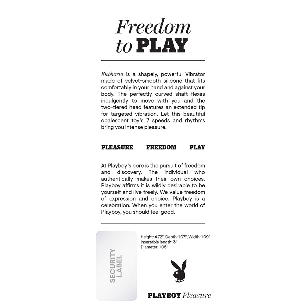 PLAYBOY EUPHORIA RECHARGEABLE SILICONE G-SPOT VIBRATOR OPAL