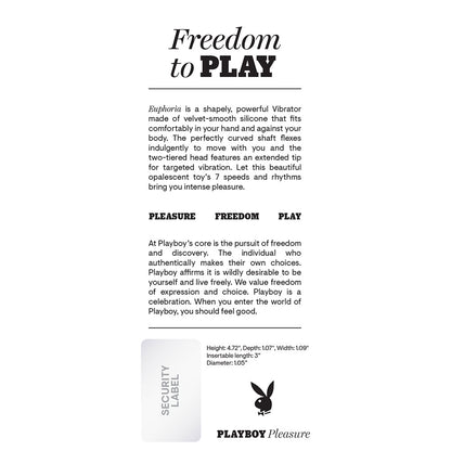 PLAYBOY EUPHORIA RECHARGEABLE SILICONE G-SPOT VIBRATOR OPAL