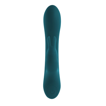 PLAYBOY LIL RABBIT RECHARGEABLE SILICONE DUAL STIMULATION VIBRATOR DEEP TEAL