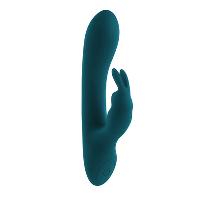 PLAYBOY LIL RABBIT RECHARGEABLE SILICONE DUAL STIMULATION VIBRATOR DEEP TEAL