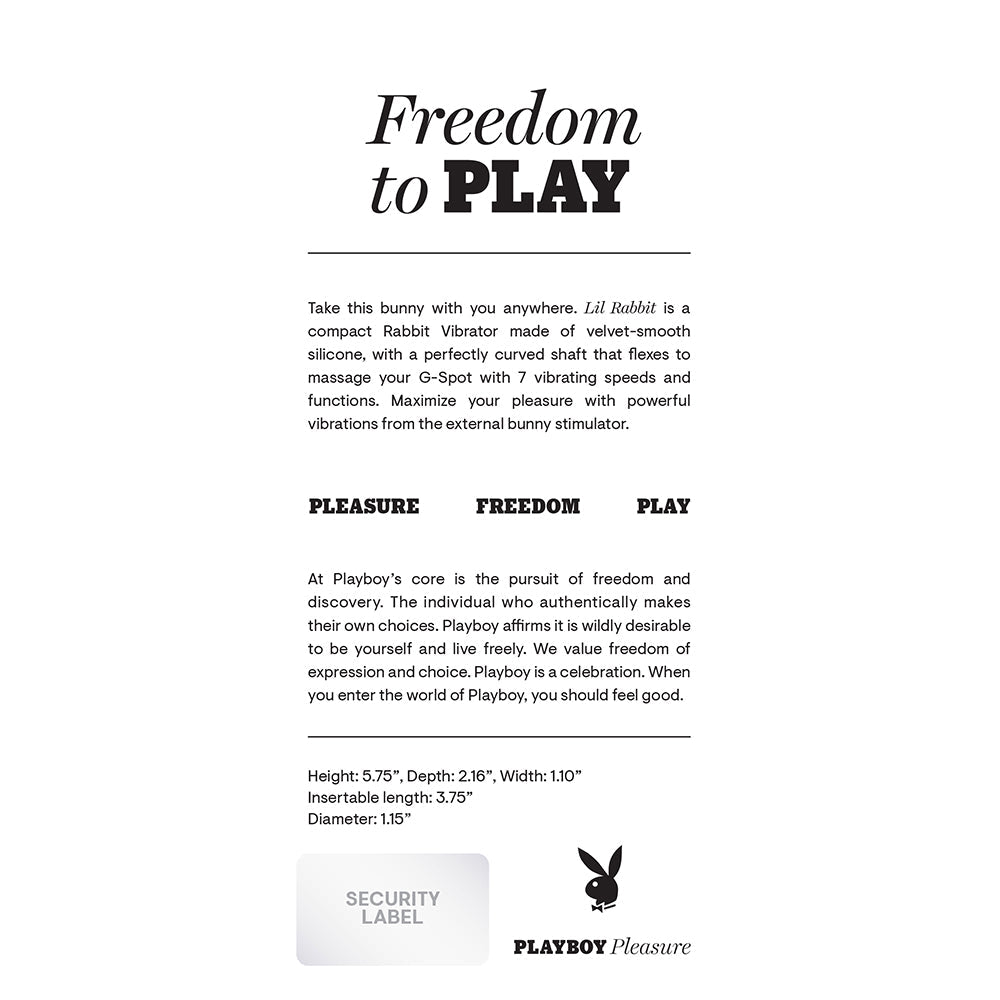 PLAYBOY LIL RABBIT RECHARGEABLE SILICONE DUAL STIMULATION VIBRATOR DEEP TEAL