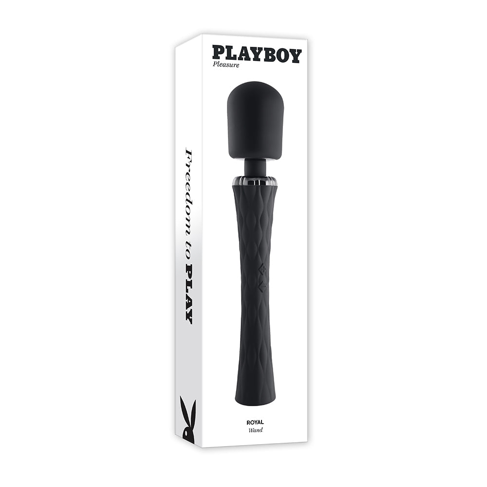PLAYBOY ROYAL RECHARGEABLE SILICONE WAND VIBRATOR BLACK
