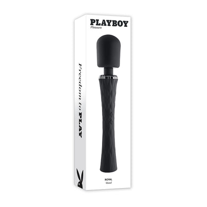 PLAYBOY ROYAL RECHARGEABLE SILICONE WAND VIBRATOR BLACK