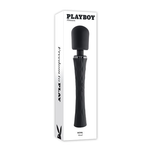 PLAYBOY ROYAL RECHARGEABLE SILICONE WAND VIBRATOR BLACK