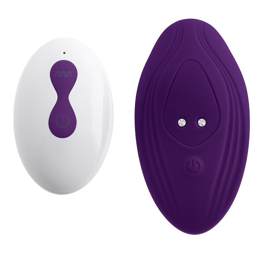 PLAYBOY OUR LITTLE SECRET RECHARGEABLE REMOTE CONTROLLED SILICONE UNDERWEAR VIBRATOR ACAI