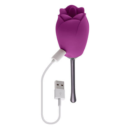 PLAYBOY - PETAL RECHARGEABLE SILICONE TONGUE FLICKING VIBRATOR WILD ASTER