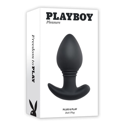 PLAYBOY PLUG & PLAY RECHARGEABLE REMOTE CONTROLLED VIBRATING SILICONE ANAL PLUG NAVY