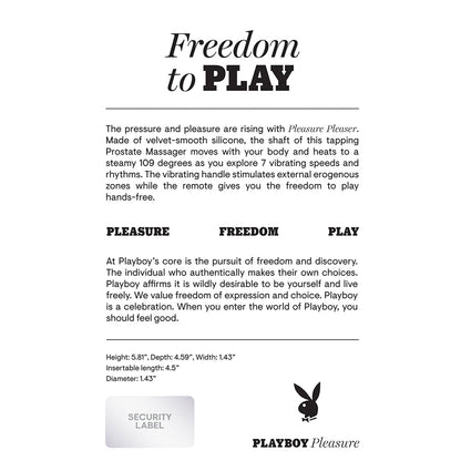 PLAYBOY PLEASURE PLEASER WARMING VIBRATING PROSTATE MASSAGER DEEP OCEAN