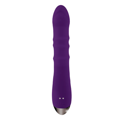 PLAYBOY - HOP TO IT RECHARGEABLE THRUSTING SILICONE DUAL STIMULATION VIBRATOR ACAI