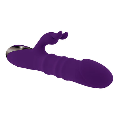 PLAYBOY - HOP TO IT RECHARGEABLE THRUSTING SILICONE DUAL STIMULATION VIBRATOR ACAI