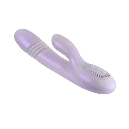 PLAYBOY BUMPING BUNNY RECHARGEABLE THRUSTING WARMING SILICONE DUAL STIMULATION VIBRATOR OPAL