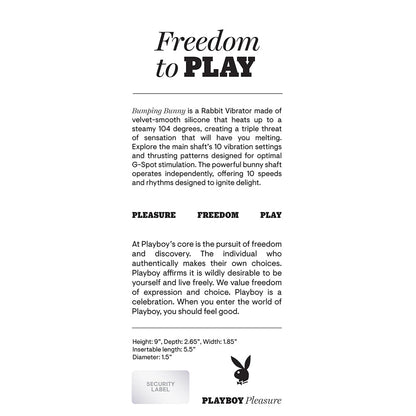 PLAYBOY BUMPING BUNNY RECHARGEABLE THRUSTING WARMING SILICONE DUAL STIMULATION VIBRATOR OPAL