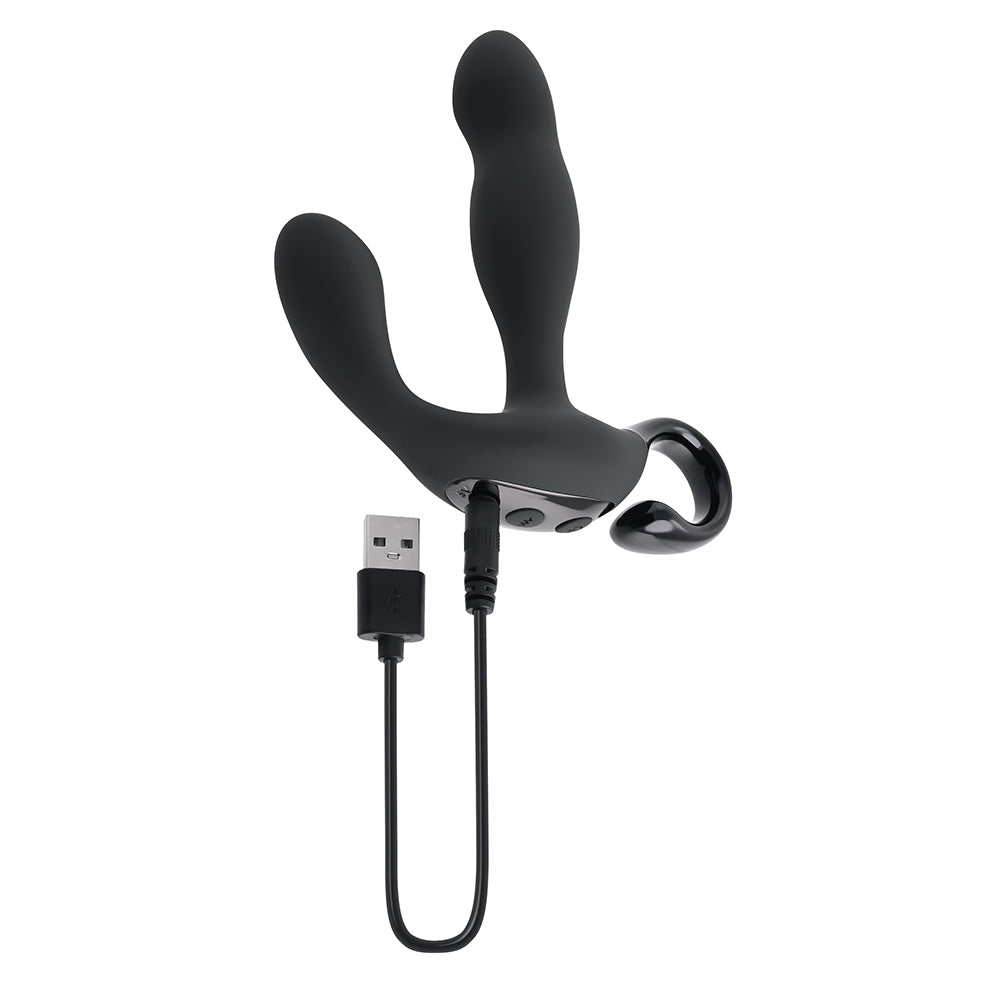 PLAYBOY - MASAJADOR DE PRÓSTATA VIBRATORIO DE SILICONA CON CONTROL REMOTO RECARGABLE NEGRO VEN AQUÍ