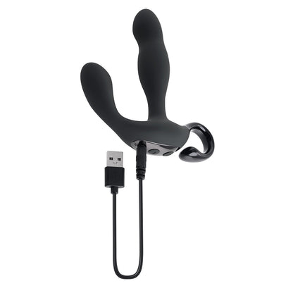 PLAYBOY - MASAJADOR DE PRÓSTATA VIBRATORIO DE SILICONA CON CONTROL REMOTO RECARGABLE NEGRO VEN AQUÍ