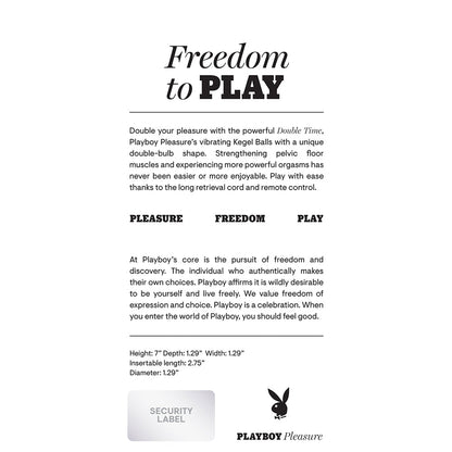 PLAYBOY DOUBLE TIME RECHARGEABLE REMOTE CONTROLLED VIBRATING SILICONE DUAL KEGEL BALLS ACAI