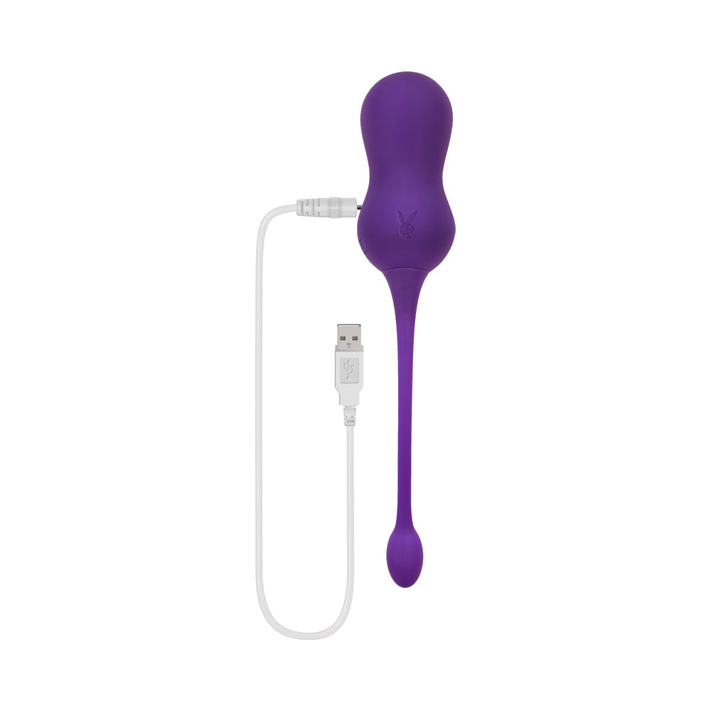 PLAYBOY - DOUBLE TIME RECHARGEABLE REMOTE CONTROLLED VIBRATING SILICONE DUAL KEGEL BALLS ACAI