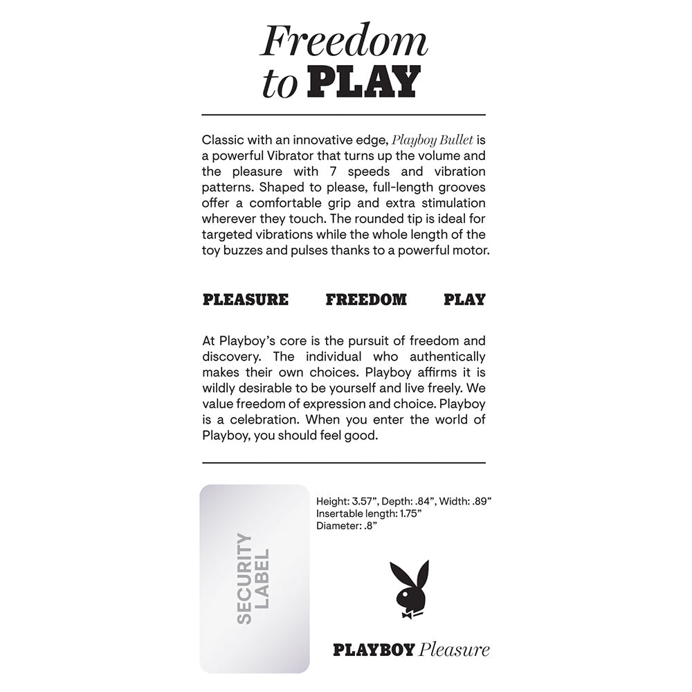 PLAYBOY BULLET RECHARGEABLE SILICONE VIBRATOR WILD ASTER