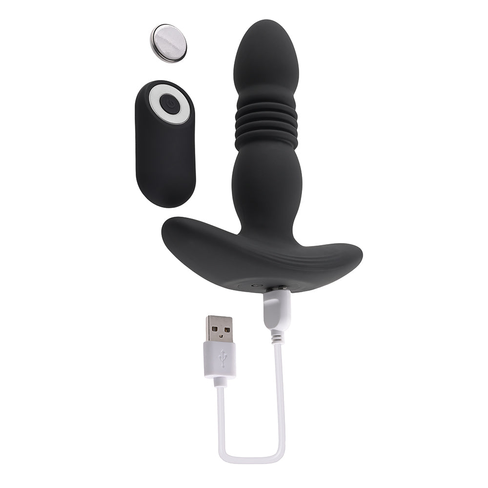 PLAYBOY - TRUST THE THRUST THRUSTING VIBRATING ANAL PLUG BLACK