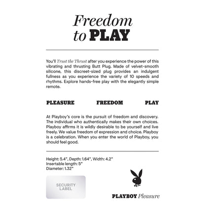 PLAYBOY - TRUST THE THRUST THRUSTING VIBRATING ANAL PLUG BLACK