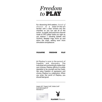 PLAYBOY PURSUIT OF PLEASURE RECHARGEABLE VIBRATING BEADED STROKER