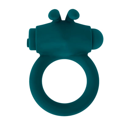 PLAYBOY - ANILLO VIBRADOR DE PENE RECARGABLE DE SILICONA CON ESTIMULADOR BUNNY BUZZER COLOR AZUL PETRÓLEO OSCURO