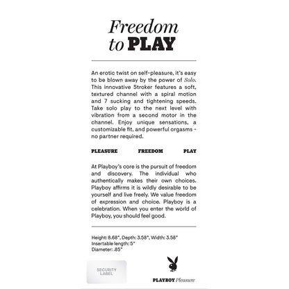 PLAYBOY SOLO RECHARGEABLE SUCKING VIBRATING MASTURBATOR