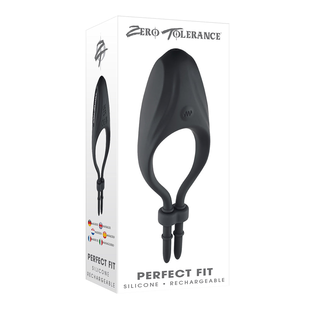ZERO TOLERANCE PERFECT FIT RECHARGEABLE VIBRATING SILICONE LASSO COCKRING BLACK