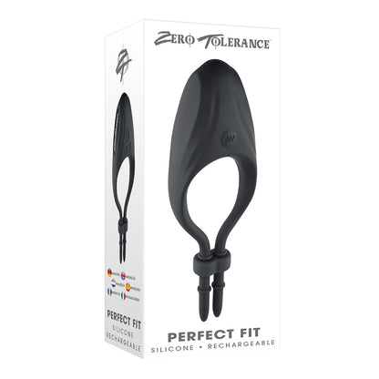 ZERO TOLERANCE - PERFECT FIT RECHARGEABLE VIBRATING SILICONE LASSO COCKRING BLACK