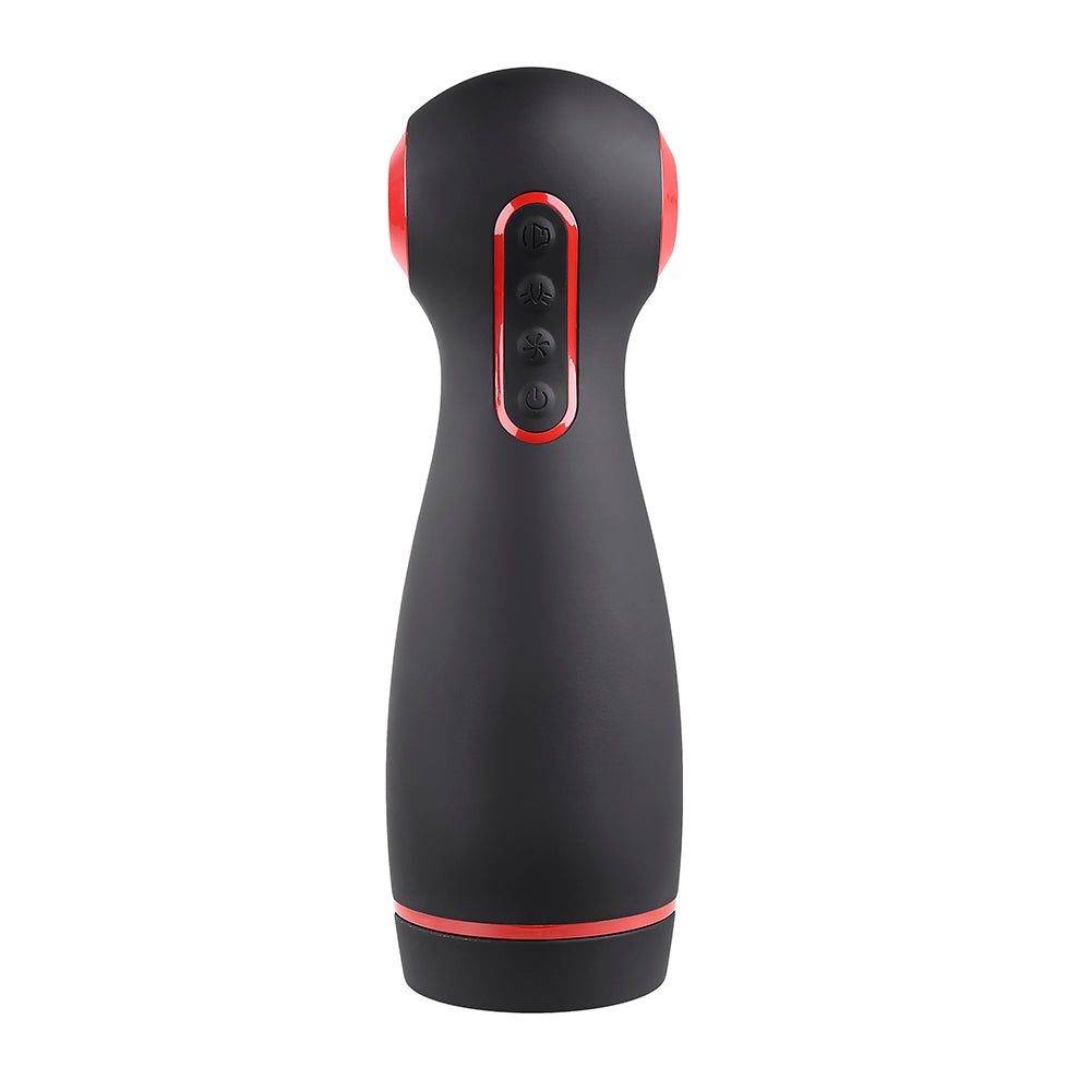 ZERO TOLERANCE TIGHT SQUEEZE RECHARGEABLE VIBRATING SQUEEZING TALKING STROKER TPE BLACK/RED