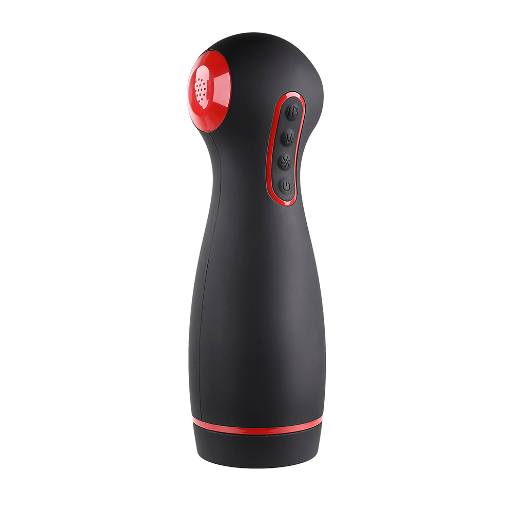 ZERO TOLERANCE TIGHT SQUEEZE RECHARGEABLE VIBRATING SQUEEZING TALKING STROKER TPE BLACK/RED