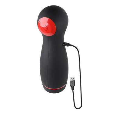 ZERO TOLERANCE TIGHT SQUEEZE RECHARGEABLE VIBRATING SQUEEZING TALKING STROKER TPE BLACK/RED