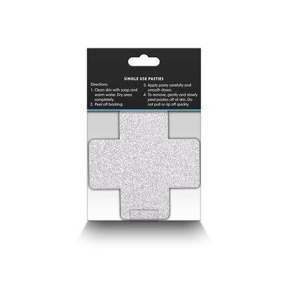 PRETTY PASTIES GLITTER CROSS RED/SILVER 2 PAIR