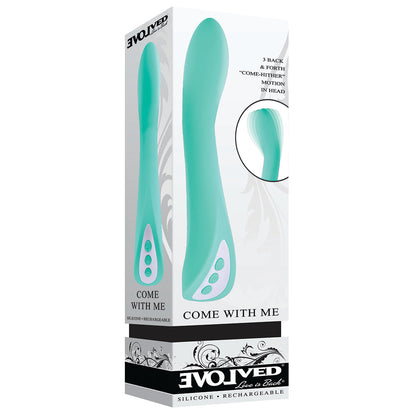 EVOLVED COME WITH ME RECHARGEABLE ''COME HITHER'' SILICONE VIBRATOR GREEN