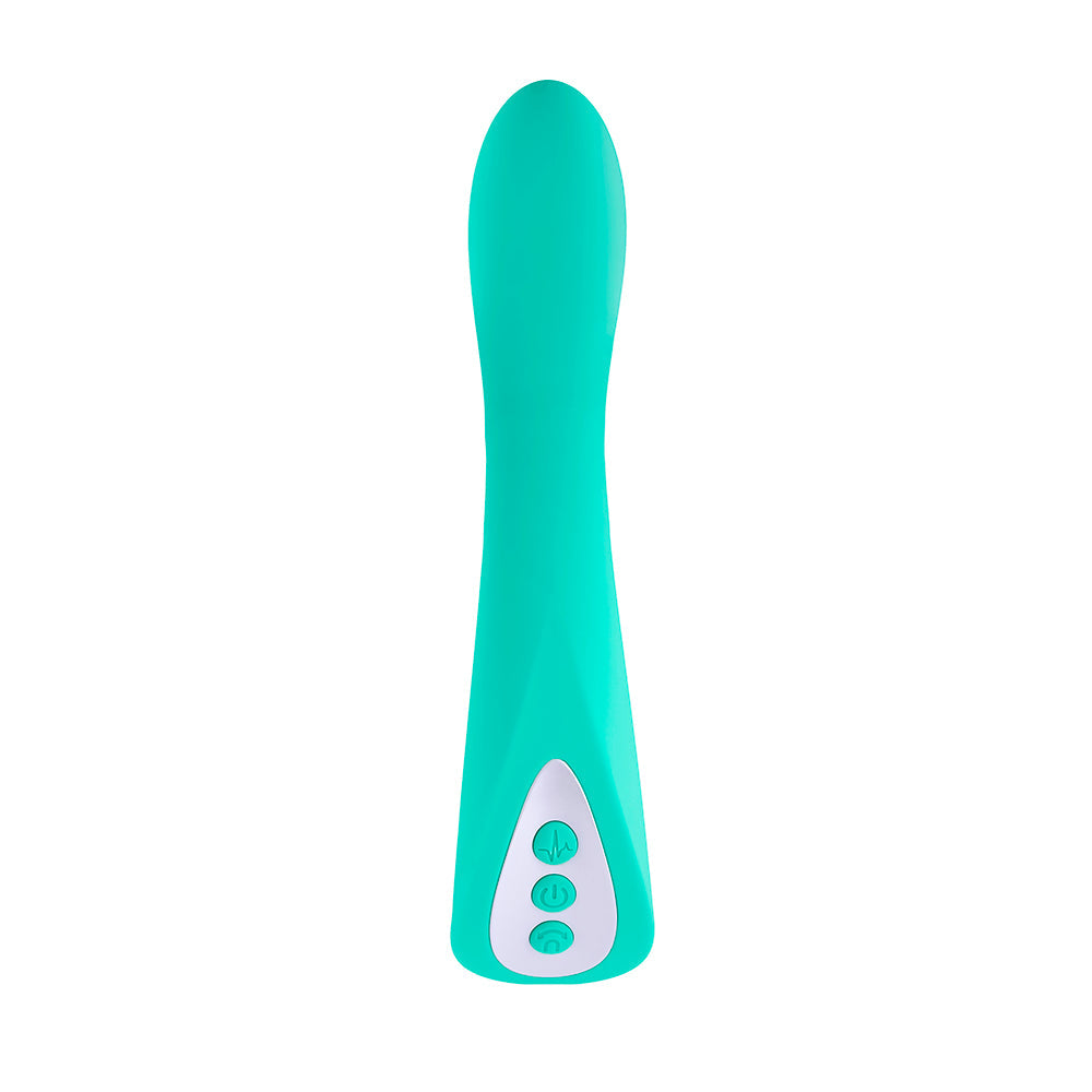EVOLVED COME WITH ME RECHARGEABLE ''COME HITHER'' SILICONE VIBRATOR GREEN