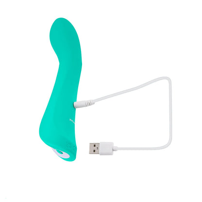 EVOLVED COME WITH ME RECHARGEABLE ''COME HITHER'' SILICONE VIBRATOR GREEN