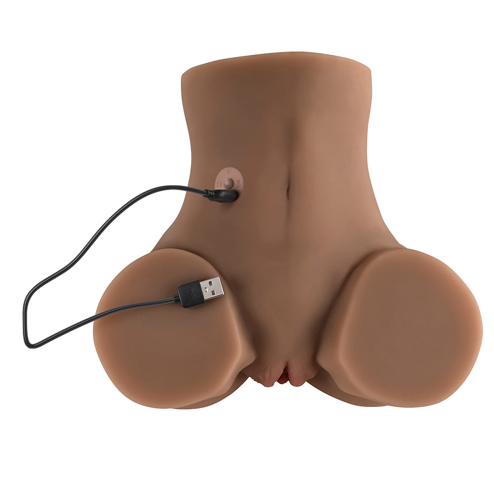 ZERO TOLERANCE REAR BEAUTY RECHARGEABLE REMOTE CONTROLLED VIBRATING SUCKING DUAL ENTRY MASTURBATOR TPE DARK