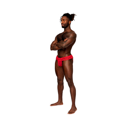 MALE POWER SASSY LACE SKIRT JOCK RED S/M