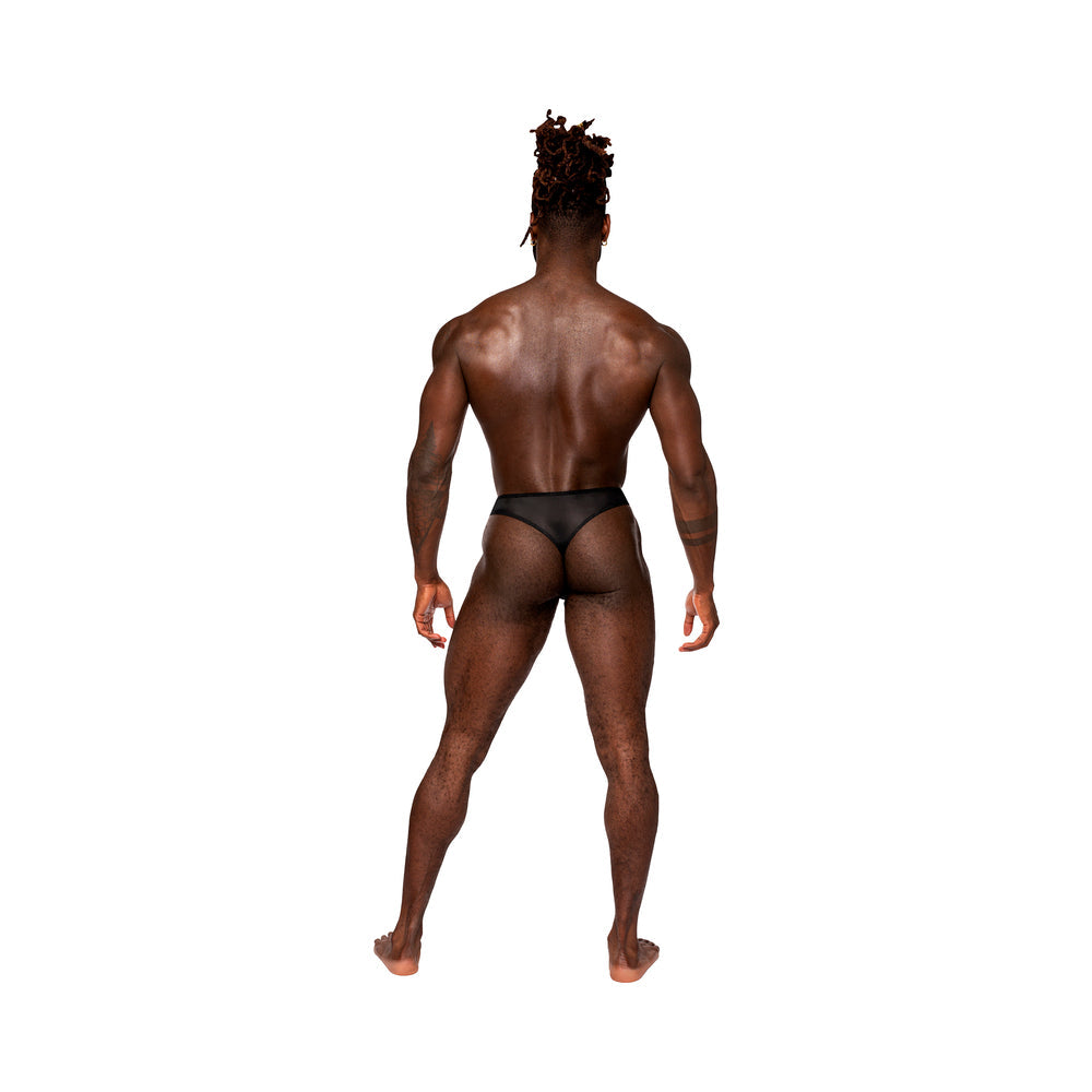 MALE POWER SASSY LACE OPEN RING THONG BLACK S/M